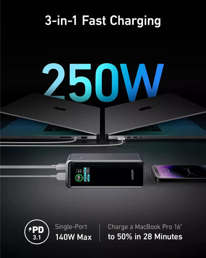 Anker Prime 27,650mAh Power Bank 250W 3-IN-1 Fast Charging